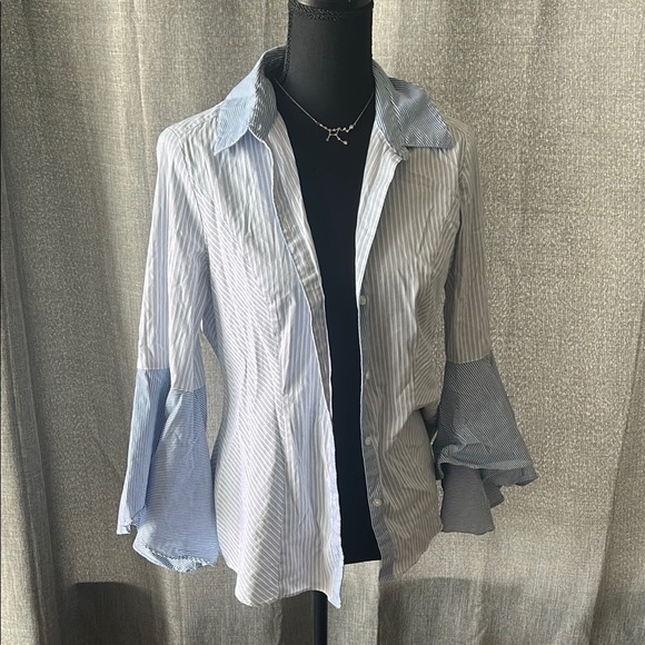 White House Black Market Tops - White House Black Market Blue and White Striped Top